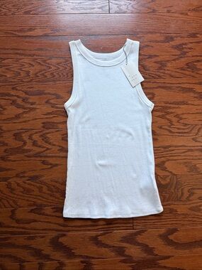 a new day White Ribbed Girls' Tank Top